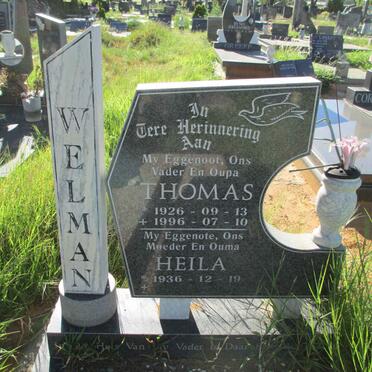 WELMAN Thomas 1926-1996 &amp; Heila 1936-
