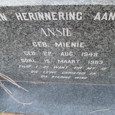 WEBER Ansie nee MIENIE 1948-1983
