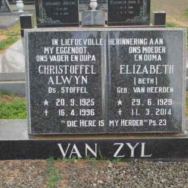 ZYL Christoffel Alwyn, van 1925-1996 &amp; Elizabeth VAN HEERDEN 1929-2014