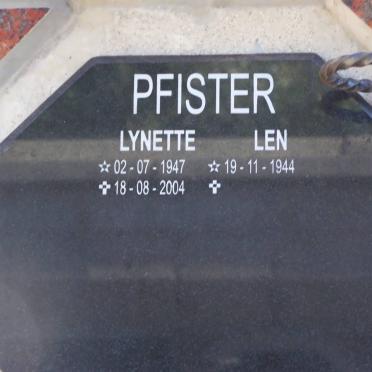 PFISTER Len 1944- &amp; Lynette 1947-2004