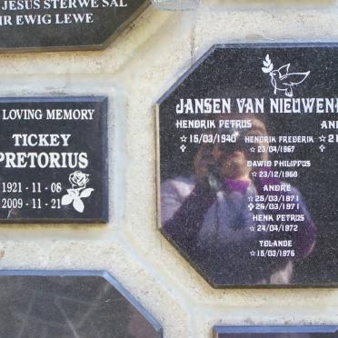 PRETORIUS Tickey 1921-2009 :: JANSEN VAN NIEUWENHUIZEN Andre 1971-1971