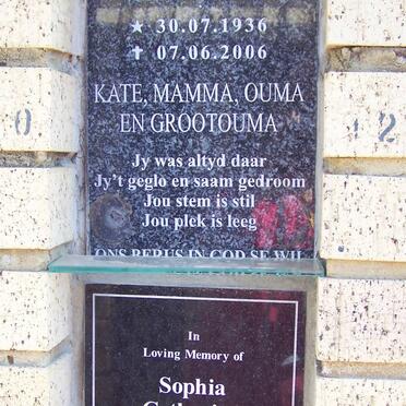 BERG Anna Catharina, van de 1936-2006 ::  STORBECK Sophia Catharina Marais 1947-2011