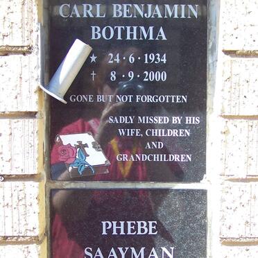 BOTHMA Carl Benjamin 1934-2000 ::  SAAYMAN Phebe 1929-2001