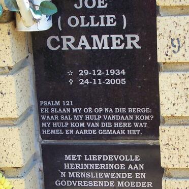 CRAMER Joe 1934-2005 :: JANSE VAN RENSBURG Anna Martha Elizabeth 1946-2005