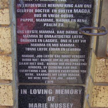 EYBERS Magda nee STRYDOM 1961-2002 :: NUSSEY Marie 1935-2002