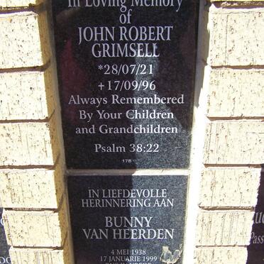 GRIMSELL John Robert 1921-1996 :: VAN HEERDEN Bunny 1938-1999