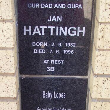 HATTINGH Jan 1932-1996 :: LOPES Baby -1996