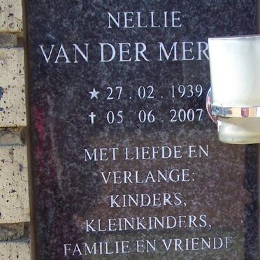 MERWE Nellie, van der 1939-2007 :: KRUGER J.C. 1926-2004 &amp; Dorie 1929-2005