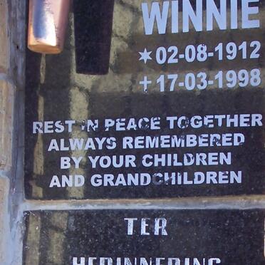 MULLER Koos 1929-2002 &amp; Winnie 1912-1998 :: KENT Matthew 1979-1997