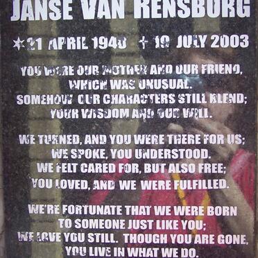 RENSBURG Ute Herta, Janse van 1940-2003