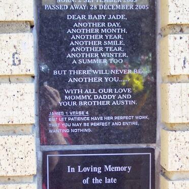 STEENKAMP Princess Jade 2005-2005 :: HARMSE Chris 1945-2006