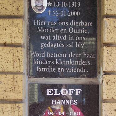 VICTOR Anna J.M. 1919-2000 :: ELOFF Hannes 1961-2000 :: ELOFF Wikus 1961-2011
