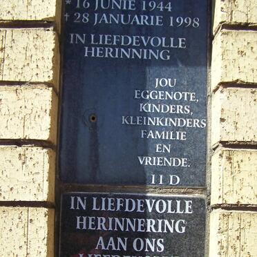 VERMAAK Jaap 1944-1998 :: STRYDOM Maria Dorothea Elizabeth 1911-1998
