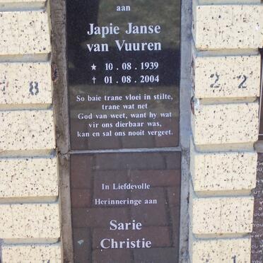 VUUREN Japie, van 1939-2004 :: CHRISTIE Sarie 1940-2004