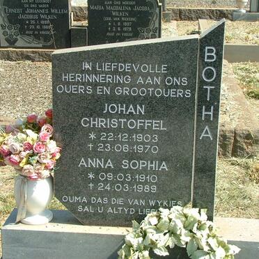 BOTHA Johan Christoffel 1903-1970 &amp; Anna Sophia 1910-1989