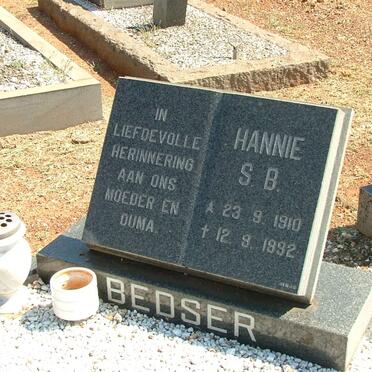 BEDSER Hannie S.B. 1910-1992