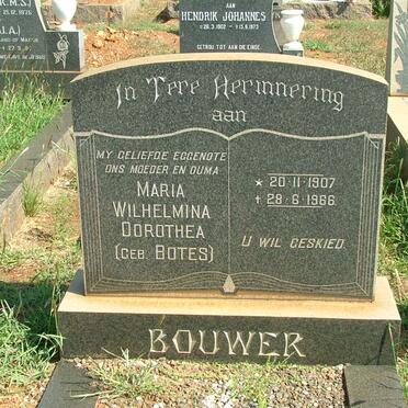 BOUWER Maria Wilhelmina Dorothea BOTES 1907-1966