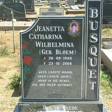 BUSQUET Jeanetta Catharina Wilhelmina nee BLOEM 1948-2004