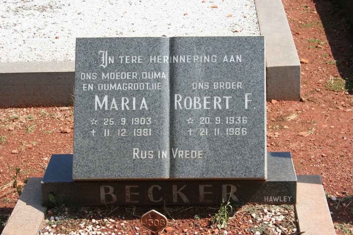 BECKER Robert F. 1936-1986 &amp; Maria 1903-1981