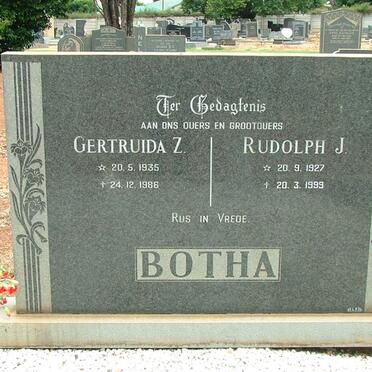 BOTHA Rudolph J. 1927-1999 &amp; Gertruida Z. 1935-1986