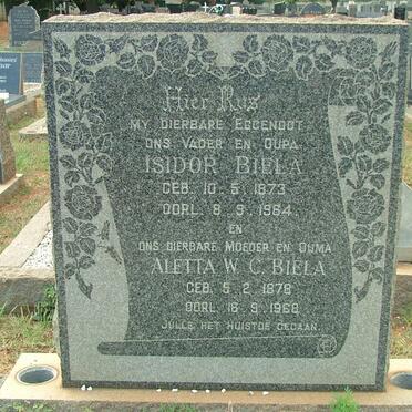 BIELA Isidor 1873-1964 &amp; Aletta W.C. 1878-1968