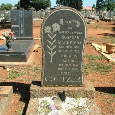 COETZER Philipus Jacobus 1894-1978 &amp; Susarah Magdelena 1907-1958