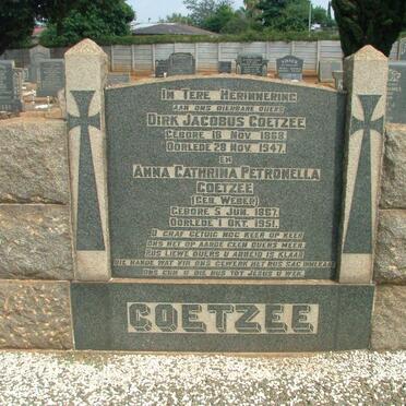 COETZEE Dirk Jacobus 1868-1947 &amp; Anna Cathrina Petronella  WEBER 1867-1951