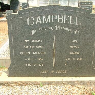 CAMPBELL Colin Mervin 1904-1970 &amp; Anna 1908-
