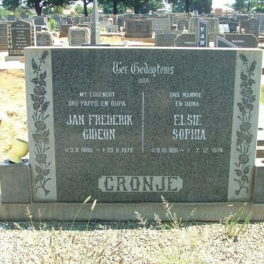 CRONJE Jan Frederik Gideon 1886-1972 &amp; Elsie Sophia 1891-1974