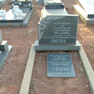 COETZEE Dirk Jacobus 1895-1974 &amp; Eliza Marion 1905-1997