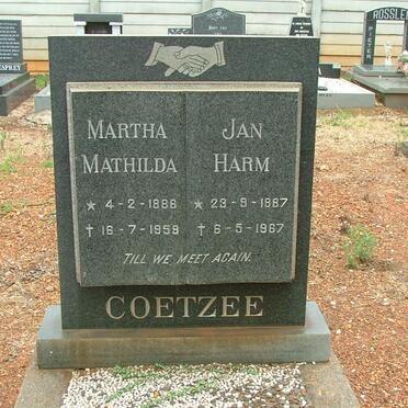 COETZEE Jan Harm 1887-1967 &amp; Martha Mathilda 1886-1959