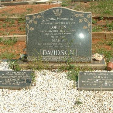 DAVIDSON Gordon -1956 &amp; Maria -1992 :: DAVIDSON George 1930-1979 &amp; Sarah 1927-1985