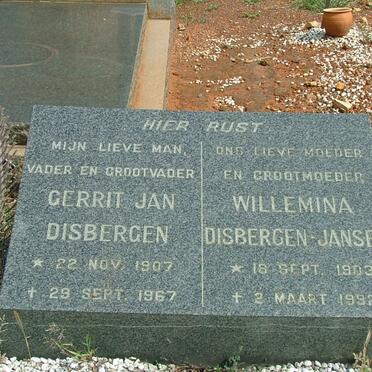 DISBERGEN Gerrit Jan 1907-1967 &amp; Willemina DISBERGEN-JANSEN 1903-1992