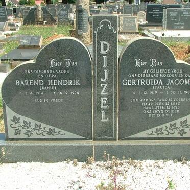 DIJZEL Barend Hendrik 1914-1994 &amp; Gertruida Jacomina 1919-1984