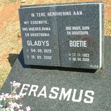 ERASMUS Boetie 1923-2008 &amp; Gladys 1929-2002