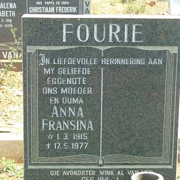 FOURIE Anna Fransina 1915-1977