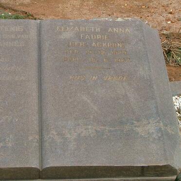 FAURIE ?? Johannes 1872-1946 &amp; Elizabeth Anna ACKRON 1870-1967