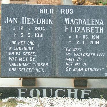 FOUCHE Jan Hendrik 1904-1991 &amp; Magdalena Elizabeth 1914-2004