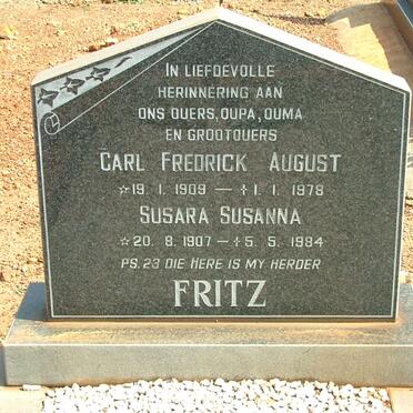 FRITZ Carl Frederick August 1909-1978 &amp; Susara Susanna 1907-1984