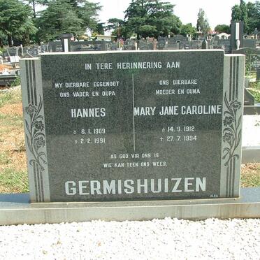 GERMISHUIZEN Hannes 1909-1991 &amp; Mary Jane Caroline 1912-1994