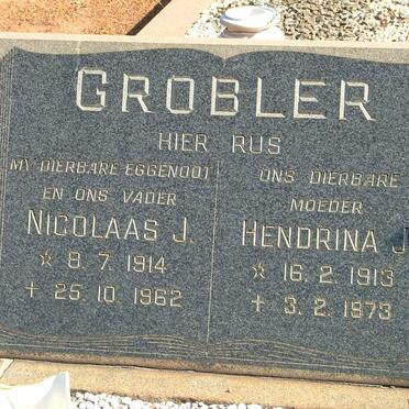 GROBLER Nicolaas J. 1914-1962 &amp; Hendrina J.  1913-1973