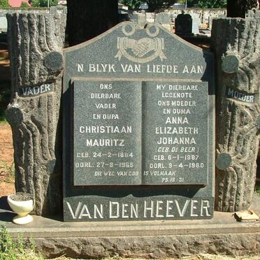 HEEVER Christiaan Mauritz 1884-1964 &amp; Anna Elizabeth Johanna DE BEER 1887-1960