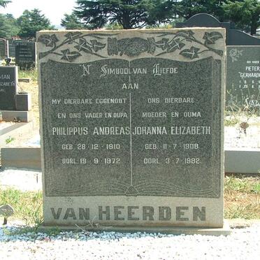 HEERDEN Phillipus Andreas, van 1910-1972 &amp; Johanna Elizabeth 1908-1982
