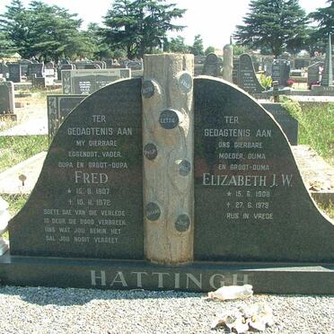 HATTINGH Fred 1907-1972 &amp; Elizabeth J.W. 1908-1979