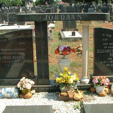 JORDAAN Louis Hosia 1912- 1976 &amp; Elizabeth Johanna Maria GERBER 1919-1991
