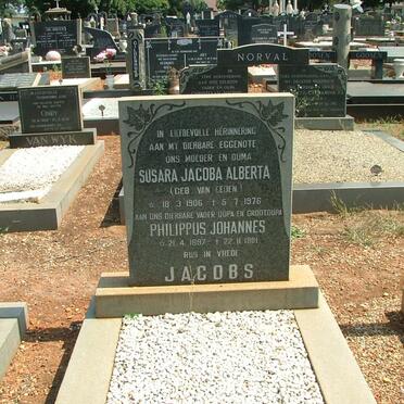 JACOBS Philippus Johannes 1897-1981 &amp; Susara Jacoba Alberta VAN EEDEN 1906-1976