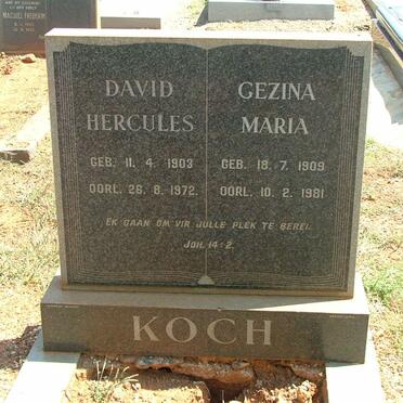 KOCH David Hercules 1903-1972 &amp; Gezina Maria 1909-1981