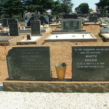 KRUGER Jacob Johannes 1907-1976 &amp; Martie 1908-1999