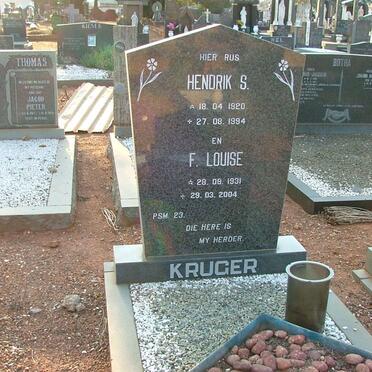KRUGER Hendrik S. 1920-1994 &amp; F. Louise 1931-2004