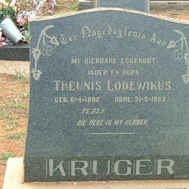 KRUGER Theunis Lodewikus 1882-1962